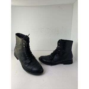 BORN BOREEN Women's Combat Ankle Boot Black Leather Size‎ 10M